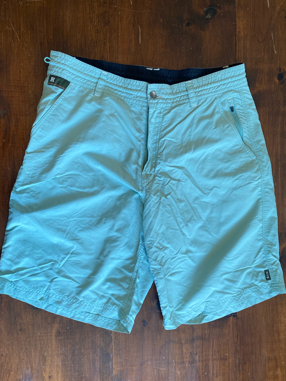Howler Brothers Light Aqua and Navy Swim Trunks